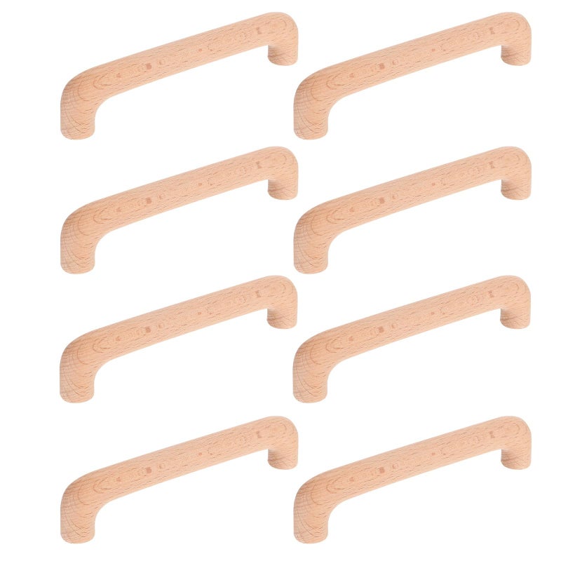 Wooden Cabinet Handles 128mm Center to Center Natural Wood Drawer Pulls 8 Pack - Image 2