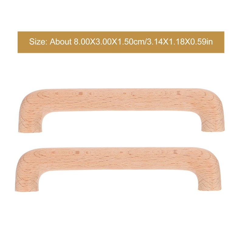 Wooden Cabinet Handles 128mm Center to Center Natural Wood Drawer Pulls 8 Pack - Image 3