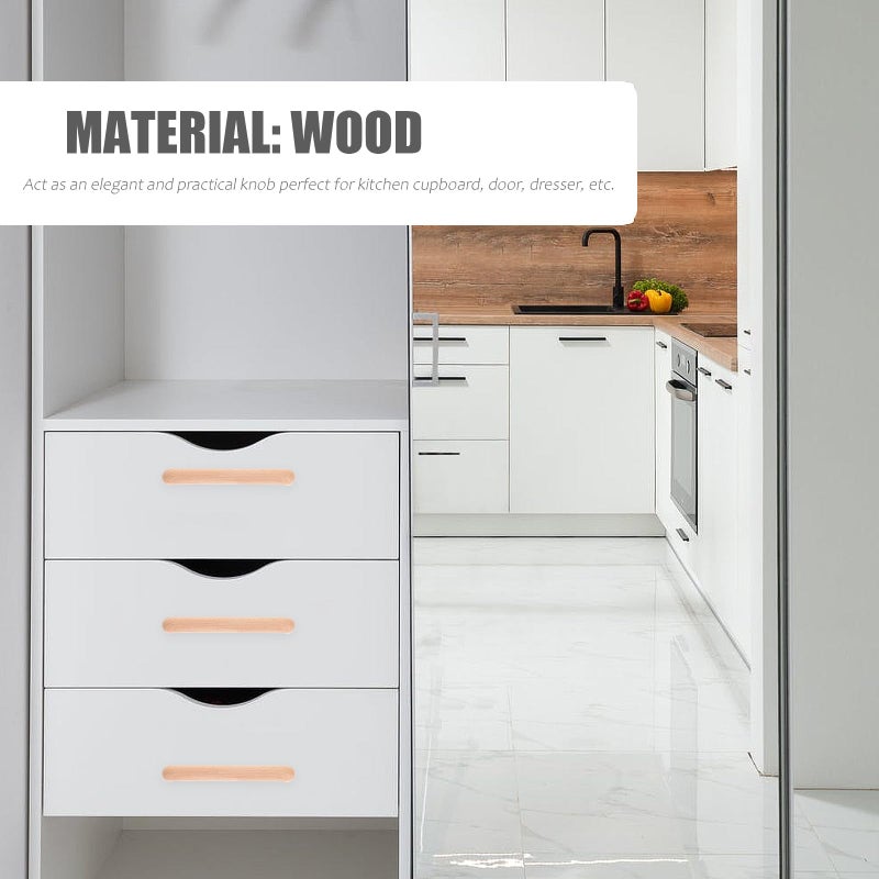 Wooden Cabinet Handles 128mm Center to Center Natural Wood Drawer Pulls 8 Pack - Image 5