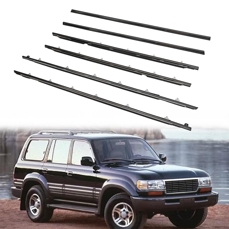 6 Pcs Car Outer Door Window Weatherstrip Moulding Trim Compatible with Toyota Lexus Vehicle 19911997 Land Cruiser LX450 Replace7571060021 7572060021 7573060020 7574060020 7566060020 7567060020
