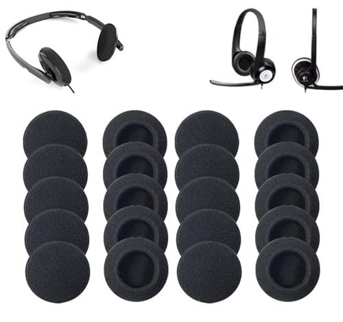 PTAHAN 20 Pack Ear Cushions Foam Replacement for Plantronics Headphones Most Standard Size Office Telephone Headsets H251 H251N H261 H261N H351 H351N H361 H361N Headset Disposable Covers, Black - Image 1