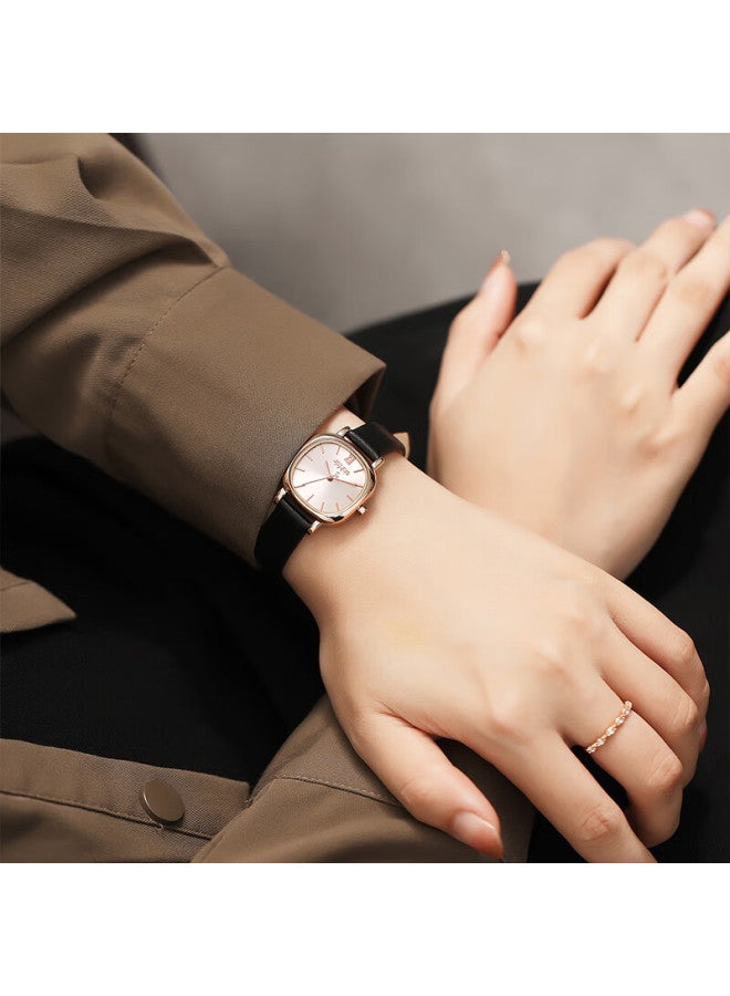 Julius Women's Watch Small Niche Light Luxury Style Retro Square Watch Quartz Student Women's Watch Intellectual Black Ja-1296b - Image 4