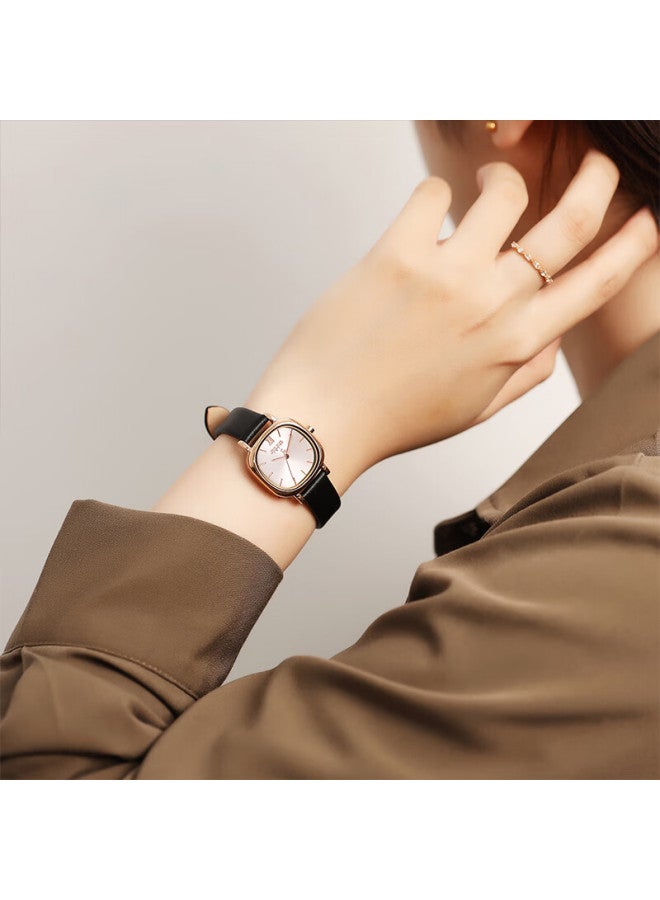 Julius Women's Watch Small Niche Light Luxury Style Retro Square Watch Quartz Student Women's Watch Intellectual Black Ja-1296b - Image 2