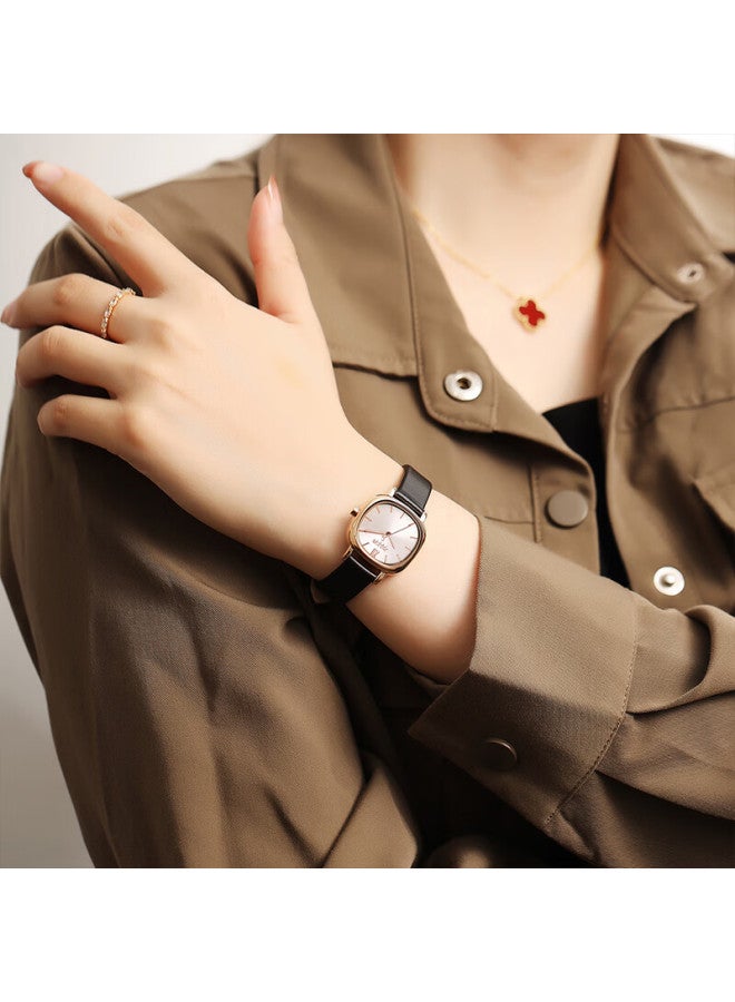 Julius Women's Watch Small Niche Light Luxury Style Retro Square Watch Quartz Student Women's Watch Intellectual Black Ja-1296b - Image 3
