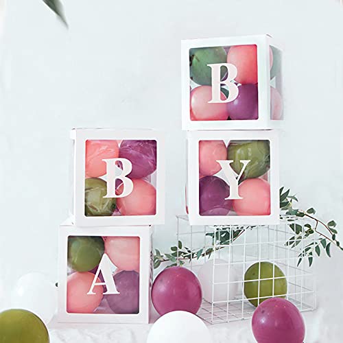 QPEY Baby Boxes with Letters for Baby Shower,Clear Baby Shower Decorations Block Boxes for Gender Reveal,Transparent Balloon Box Backdrop Birthday Party,4PCS - Image 5