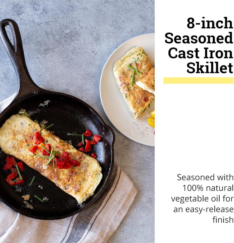 Lodge 8" Cast Iron Skillet - Chef Collection - Perfect Sear - Ergonomic Handles - Superior Heat Retention - Cast Iron Cookware & Skillet - Image 2