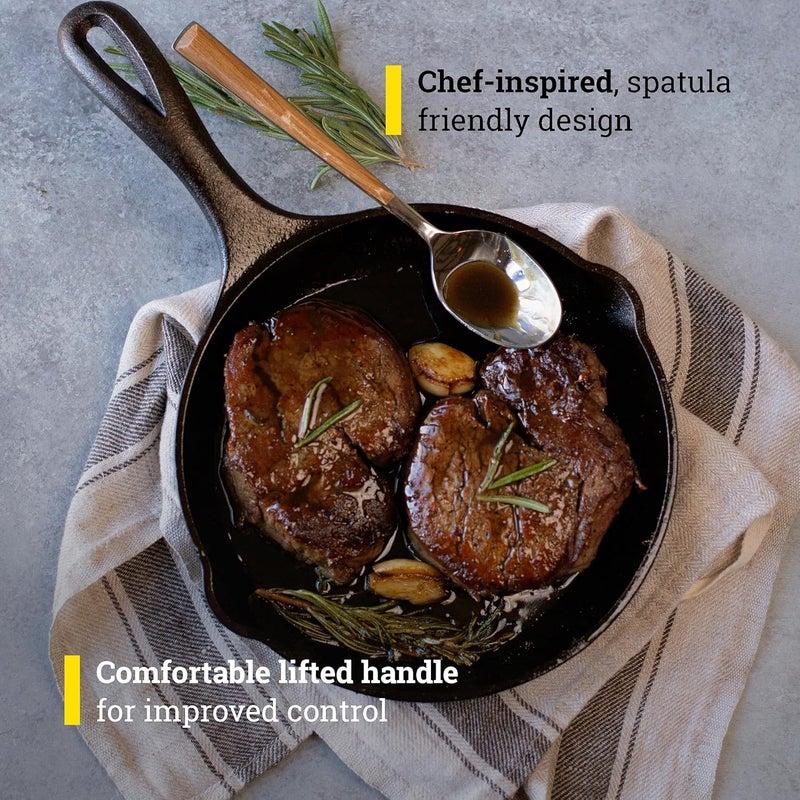 Lodge 8" Cast Iron Skillet - Chef Collection - Perfect Sear - Ergonomic Handles - Superior Heat Retention - Cast Iron Cookware & Skillet - Image 3
