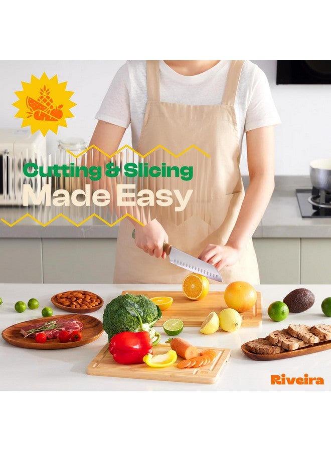Riveira Bamboo Grandeur: 18 x 12 Bamboo Cutting Board Natural Wooden Cutting Board With Innovative Juice Grooves - Image 2