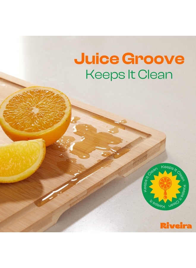 Riveira Bamboo Grandeur: 18 x 12 Bamboo Cutting Board Natural Wooden Cutting Board With Innovative Juice Grooves - Image 4