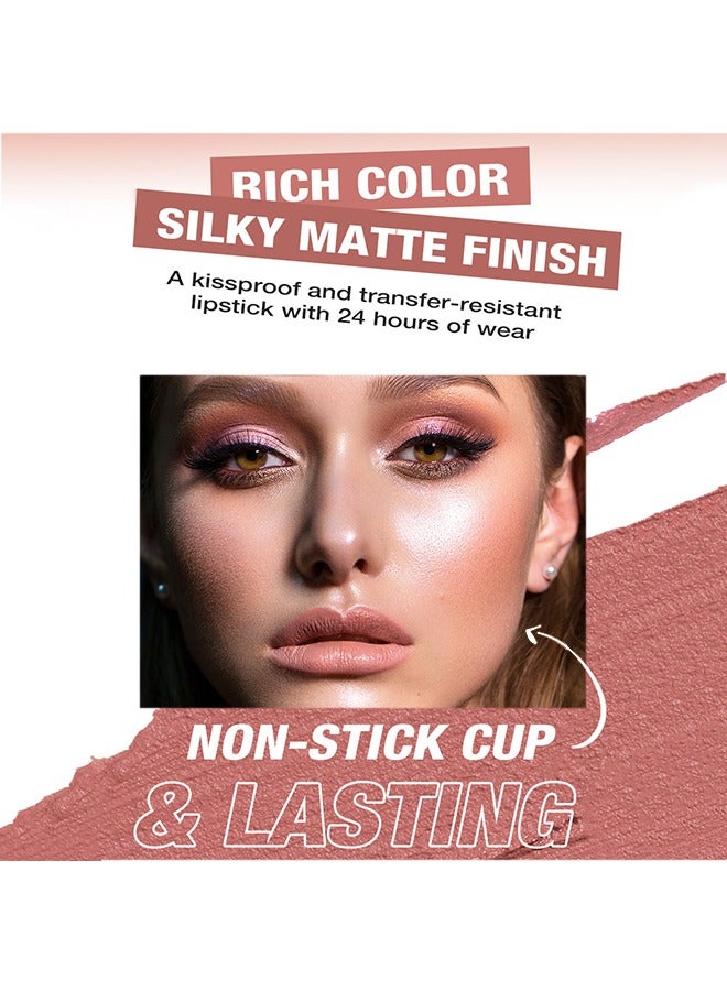 لانجمانّي محدد شفاه مخملي غير لامع ناعم ، ملمع شفاه وأحمر شفاه كومبو ، مثالي لمحيط الشفاه الطبيعي ، مكياج شفاه مقاوم للماء وطويل الأمد ، هدية مهرجان فريدة من نوعها (# 02 ، عبوة من 1) - Image 4