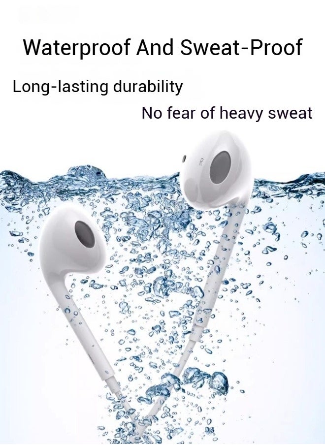 Generic Wired Earphones For Apple 15-16 Inch Mobile Phones Type-C Interface Earphones Support Calls And Music Full Range, 3d Stereo Sound Cavity No Pain When Worn For A Long Time Environmentally Friendly Tpe Material, Soft Touch Durable, Waterproof And Sweat-Proof - White  - Image 4