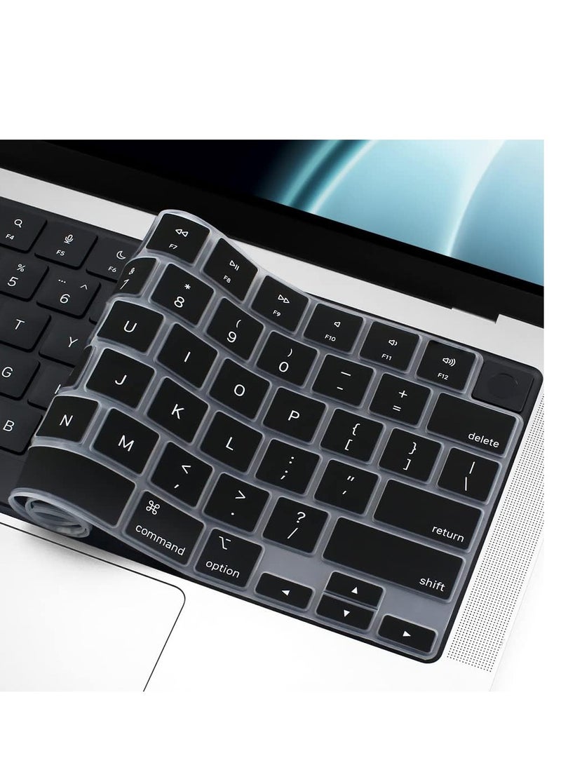 Premium Keyboard Cover Skin Ultra Thin for 2023 MacBook Air 15" (A2941) M2 MacBook Air 13.6" (A2681) 2023-2021 MacBook Pro 14" 16" M3 M2 M1 (A2918 A2992 A2779 A2442 A2991 A2780 A2485 Black - Image 4