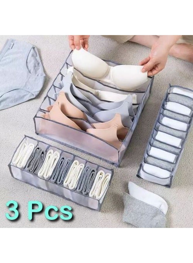 Wardrobe Clothes Organizer Mesh Separating Bra Storage Box Underwear Organizer Foldable Mesh Drawer Containers Clothes Organizer With Compartments For Socks Ties Bras Scarves (3Pcs )  - Image 5