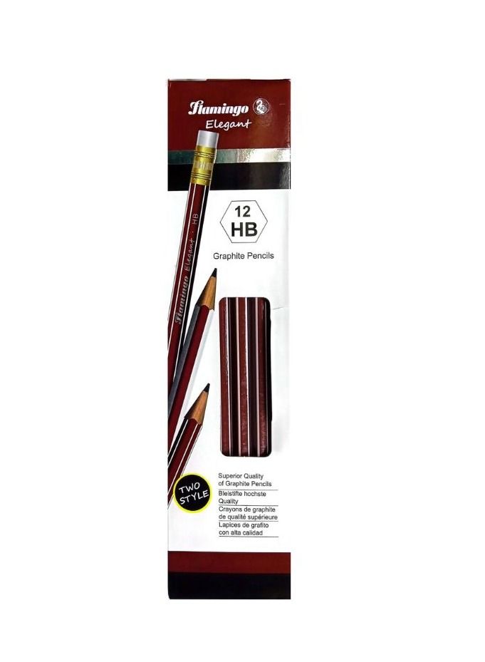 Flamingo Graphite Pencils Hb 12 Pieces - Image 1