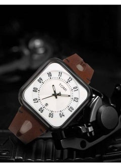 TOMI TOMI Analog Watch With Brown Leather Strap For Unisex, Includes Date Display On a Daily Basis  - Image 2