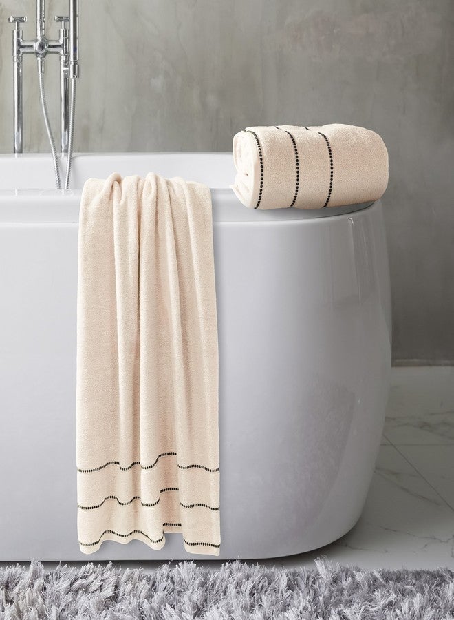 Lavish Home 2-Piece Luxury Bathroom Towels Set - Made From 100% Zero Twist Cotton - Quick Dry, Soft, and Absorbent Bath Towels by Lavish Home (Beige) - Image 2