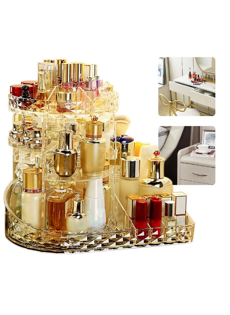 Yuwell - Makeup Organizer 360 Degree Rotating Adjustable Cosmetic Storage Display Case With Multi Layers Large Capacity, Fits Jewelry, MakeUp Brushes, Lipsticks And More, Clear Transparent - Image 1