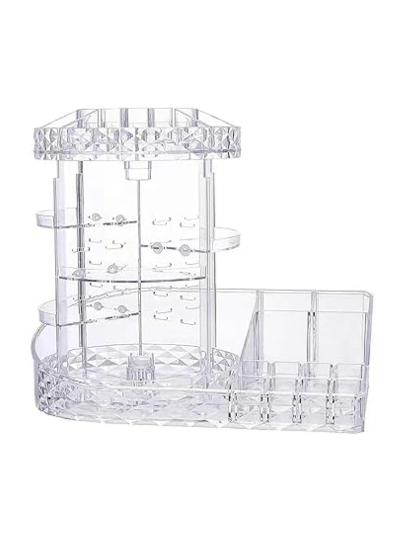 Yuwell - Makeup Organizer 360 Degree Rotating Adjustable Cosmetic Storage Display Case With Multi Layers Large Capacity, Fits Jewelry, MakeUp Brushes, Lipsticks And More, Clear Transparent - Image 1