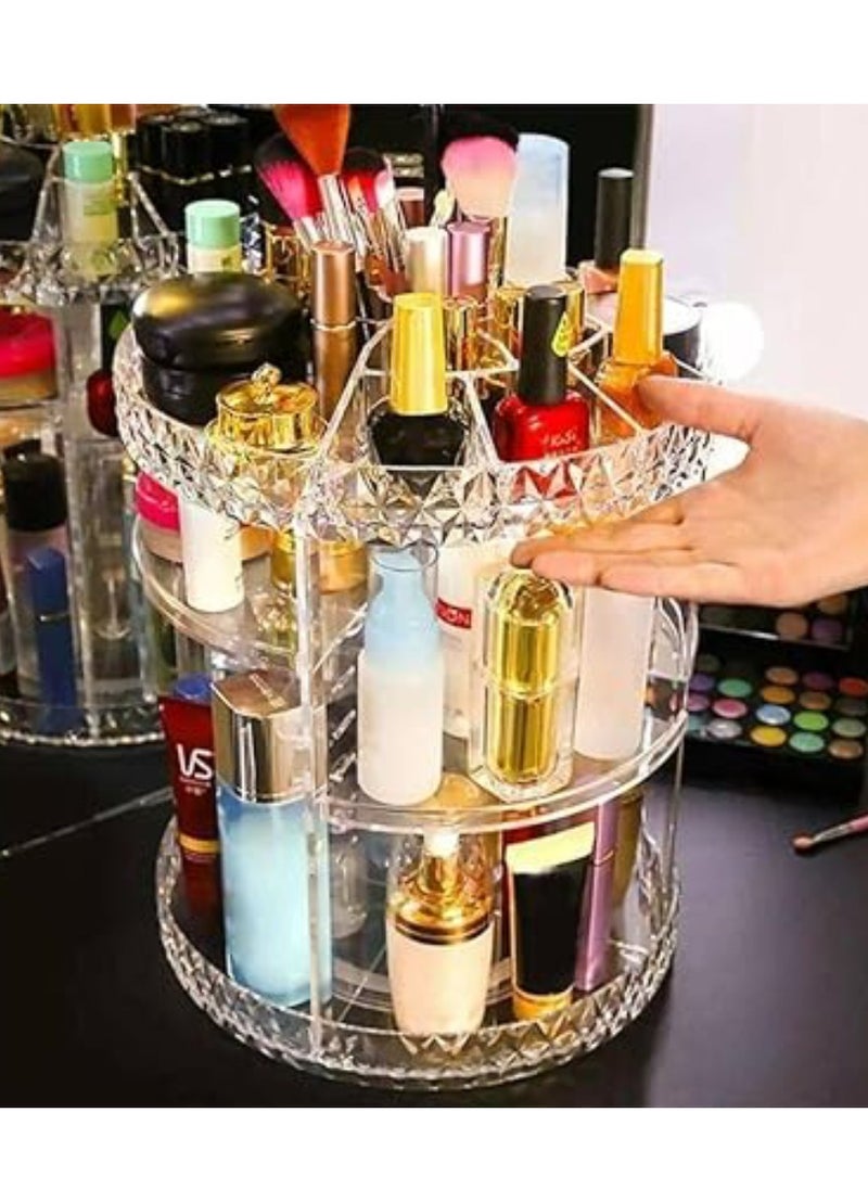 Yuwell - Makeup Organizer 360 Degree Rotating Adjustable Cosmetic Storage Display Case With Multi Layers Large Capacity, Fits Jewelry, MakeUp Brushes, Lipsticks And More, Clear Transparent - Image 1