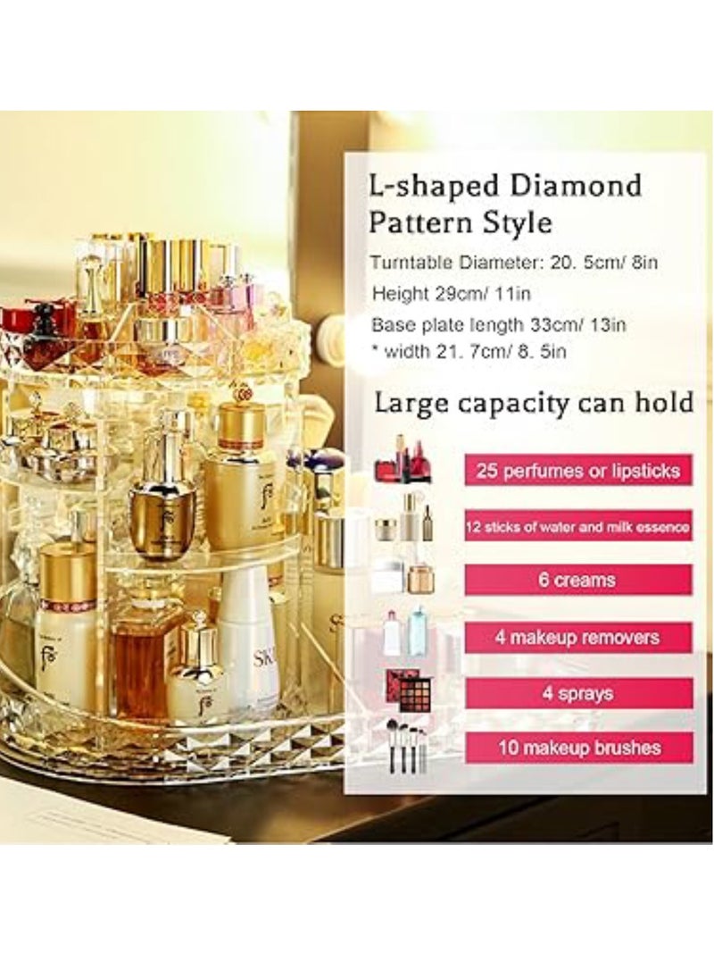 Yuwell - Makeup Organizer 360 Degree Rotating Adjustable Cosmetic Storage Display Case With Multi Layers Large Capacity, Fits Jewelry, MakeUp Brushes, Lipsticks And More, Clear Transparent - Image 1