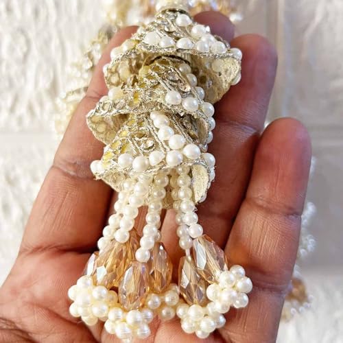 Adikala Craft Store Handmade Ethnic Latkan Tassel Set of 2 for Saree Pallu, Blouse, Suits, Dupatta, Lehenga Decor (Silver 3Layer) - Image 5