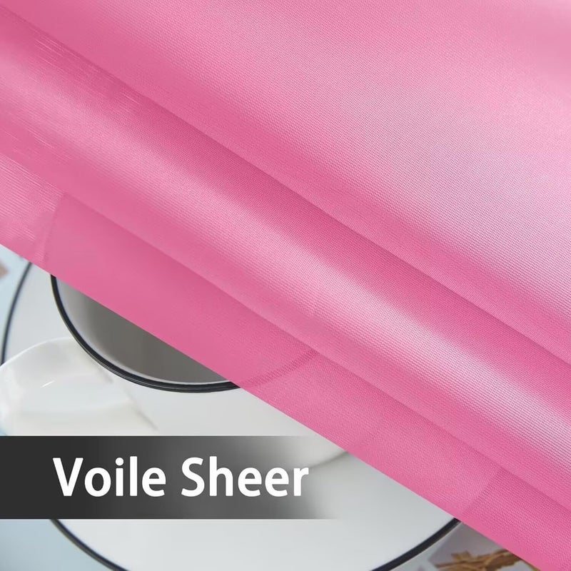 youleyar Solid Sheer Rod Pocket Curtain Voile Draperies 2 Panels White Beige Black Grey Coffee 52 Inch Width 84 Inch Long 1 Pair for Kitchen Bedroom Children Living Room Yard (New Pink,52Wï½˜84L) - Image 5