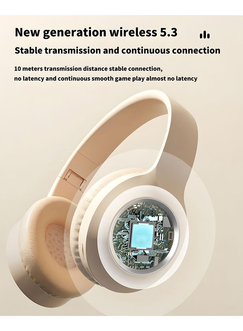 Digipace Bluetooth Headphones, Colorful LED Lights Comfort Foldable Headset, 6 Hours Playtime Lightweight Wireless Headphones, HD Stereo Sound Over Ear Headphones - Image 2