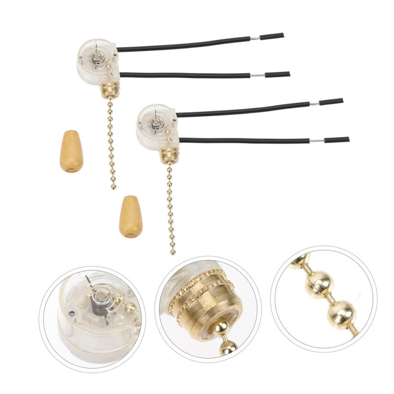 Artibetter 2 Pack Modern Brass Ceiling Lamp Pull Switch Replacement Knob - Image 4