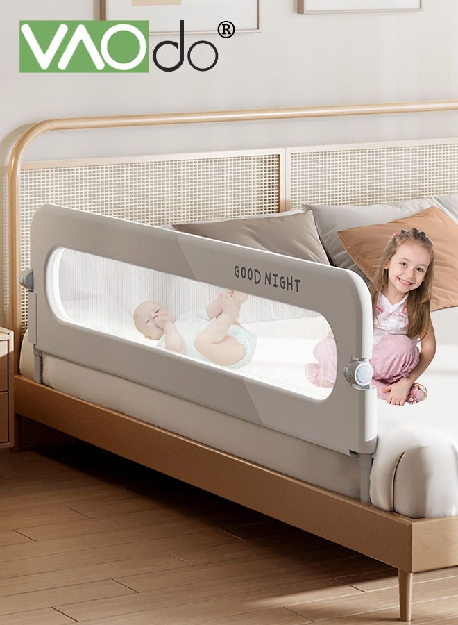 فاو دو واقي درابزين سرير للأطفال الصغار، درابزين جانبي لسرير الأطفال الصغار لسرير مزدوج، كامل، كوين بحجم سرير بطابقين يتأرجح لأسفل درابزين سرير الأطفال الجانبي الطويل الخارجي للأطفال - Image 2