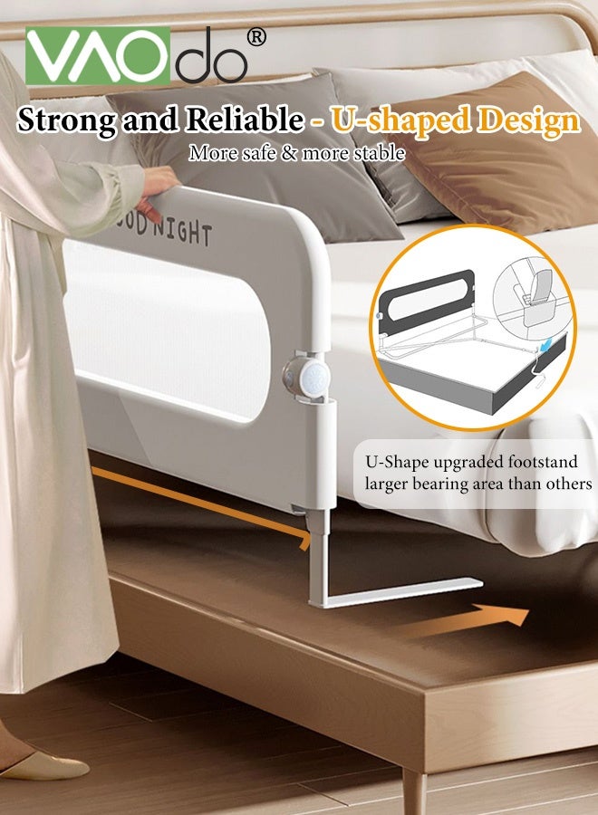 فاو دو واقي درابزين سرير للأطفال الصغار، درابزين جانبي لسرير الأطفال الصغار لسرير مزدوج، كامل، كوين بحجم سرير بطابقين يتأرجح لأسفل درابزين سرير الأطفال الجانبي الطويل الخارجي للأطفال - Image 5