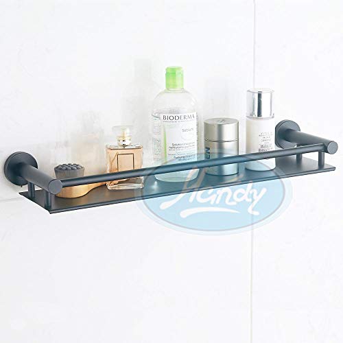 HANDY Luxurious Black Stainless Steel Bathroom Shelf, Bathroom Accessories Shower Shelves Wall Mounted, Shower Storage, Kitchen Shelf (Color- Matte Black - Size 16 inches) - Image 2