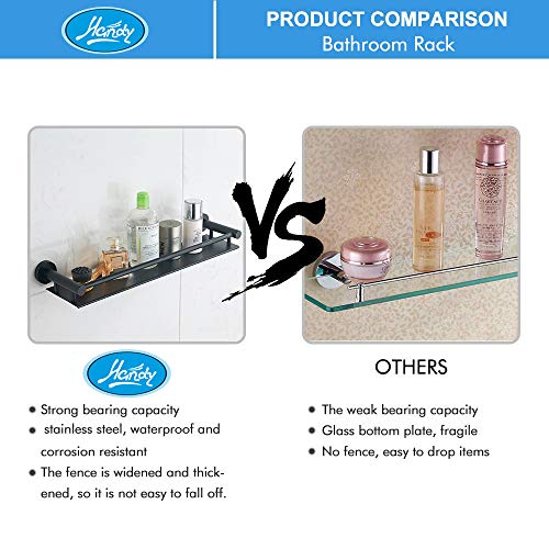 HANDY Luxurious Black Stainless Steel Bathroom Shelf, Bathroom Accessories Shower Shelves Wall Mounted, Shower Storage, Kitchen Shelf (Color- Matte Black - Size 16 inches) - Image 5