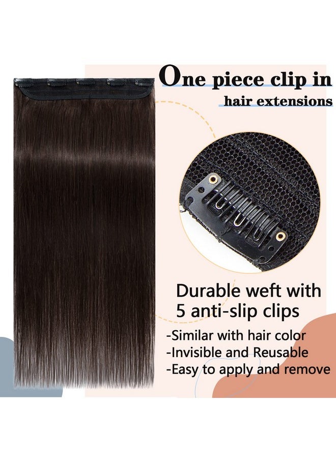 S-noilite - Clip In Hair Extensions Human Hair One Piece/5 Clips/3/4 Full Head Clip In Human Hair Standard Weft Clip In Extensions 100% Real Human Hair Straight 14 Inch (40Cm)45G 02 Dark Brown - Image 1