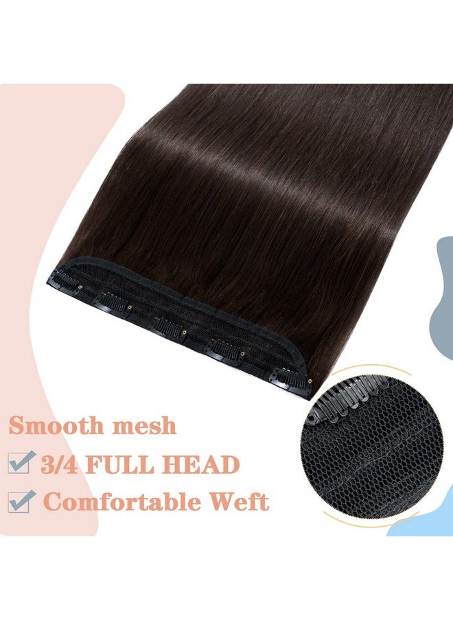 S-noilite - Clip In Hair Extensions Human Hair One Piece/5 Clips/3/4 Full Head Clip In Human Hair Standard Weft Clip In Extensions 100% Real Human Hair Straight 14 Inch (40Cm)45G 02 Dark Brown - Image 1