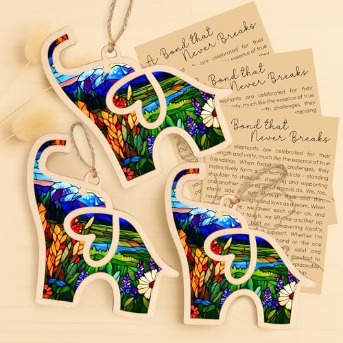 Sensemory Best Friend, Friendship Elephant Ornament, Elephant Gift for Women, Unique Galentines Gifts for Friends, Birthday Valentines Day Gifts for Friends (Set 3 Purple) - Image 3