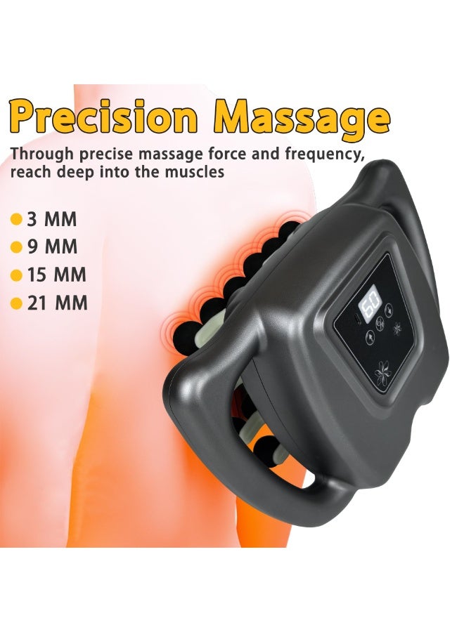 WALALLA 24 Head Massage Gun Set, Massage Gun Deep Tissue Portable with 9 Modes 99 Intensities, Red Light Massager for Legs, Waist, Neck, Back, Buttocks Muscles Pain Relief,Gray - Image 5