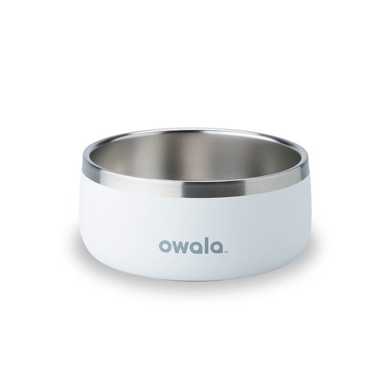 Owala Pet Bowl Durable Stainless Steel Food and Water Bowl for Dogs Cats and All Pets NonSlip Base 24oz White Shy Marshmallow