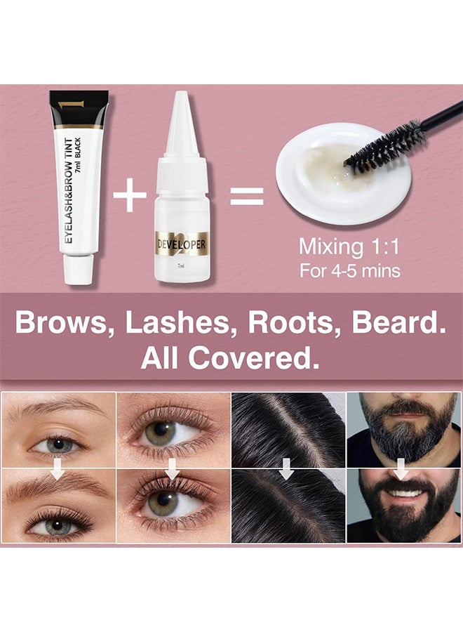 إيكونساين طقم صبغ الرموش والحواجب، 2 في 1 للرموش والحواجب، كريم صبغ الحواجب شبه الدائم، مقاوم للماء وسريع الجفاف، طقم لون للرموش، تركيبة لطيفة لأمان طويل الأمد، مريح وسهل الاستخدام (قهوة) - Image 5