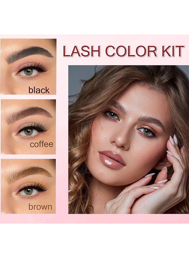 إيكونساين طقم صبغ الرموش والحواجب، 2 في 1 للرموش والحواجب، كريم صبغ الحواجب شبه الدائم، مقاوم للماء وسريع الجفاف، طقم لون للرموش، تركيبة لطيفة لأمان طويل الأمد، مريح وسهل الاستخدام (قهوة) - Image 2