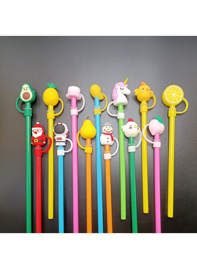 Cartoon Soft Silicone Dustproof Straw Cap Straw Plug Glass Cup Accessories 8mm Diameter-Color: Gift Box-Specifications:1 Bag (without Straw)  - Image 3