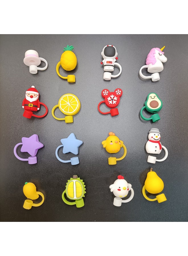 Cartoon Soft Silicone Dustproof Straw Cap Straw Plug Glass Cup Accessories 8mm Diameter-Color: Gift Box-Specifications:1 Bag (without Straw)  - Image 2