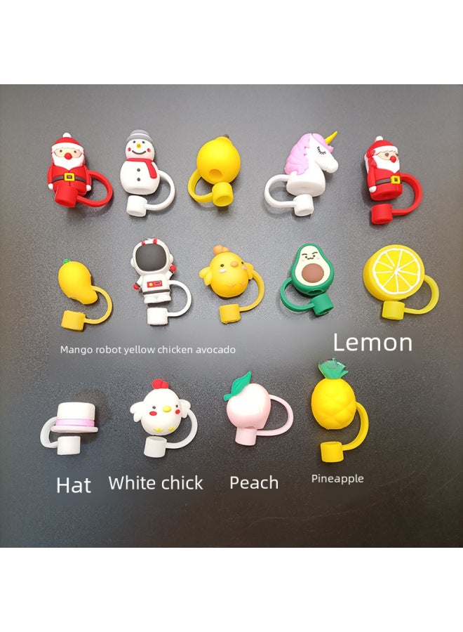 Cartoon Soft Silicone Dustproof Straw Cap Straw Plug Glass Cup Accessories 8mm Diameter-Color: Gift Box-Specifications:1 Bag (without Straw)  - Image 4