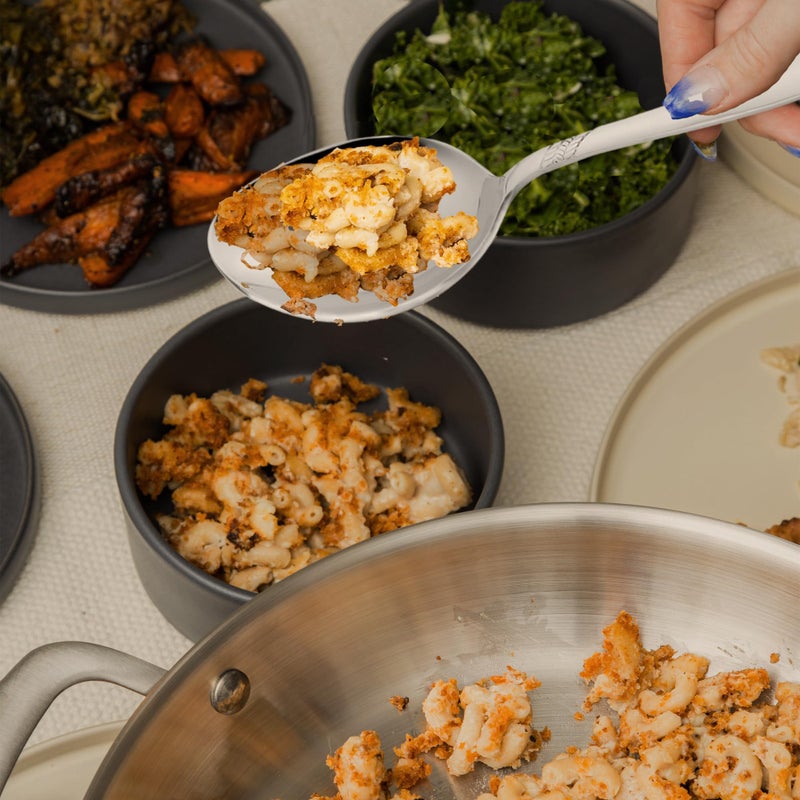 Parage مجموعة ملاعق تقديم من الفولاذ المقاوم للصدأ 5 قطع لطاولة الطعام/المطبخ، سمك 1.8 مم (2 ملعقة شوربة (كارشي)، 2 ملعقة صلبة (تشامشا)، 1 ملعقة أرز)، فضي (عبوة من 5) - Image 5