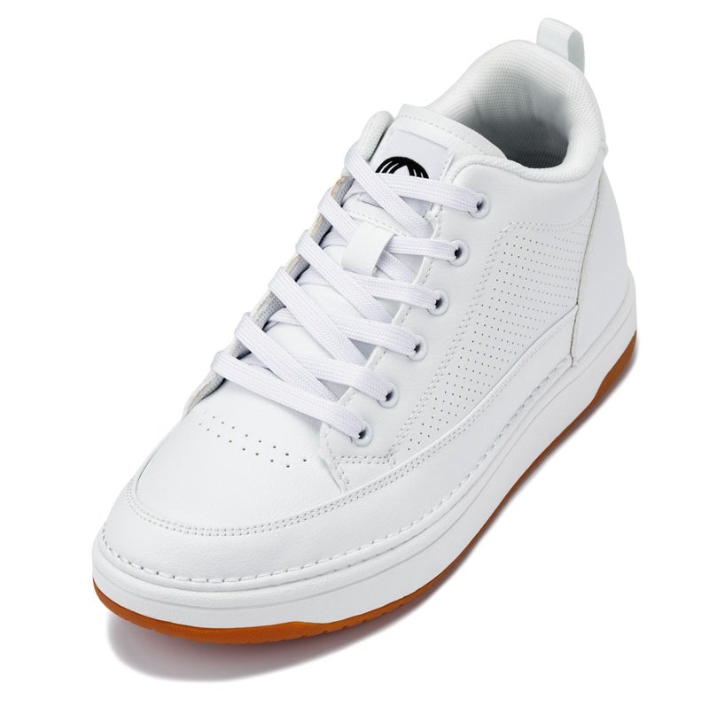 CALTO Men's Invisible Height Increasing Elevator Shoes - White & Gum Sole Casual Low-top Leatherette Sneakers - 2.4 Inches Taller - Q272 - Size 10 D(M) US - Image 1
