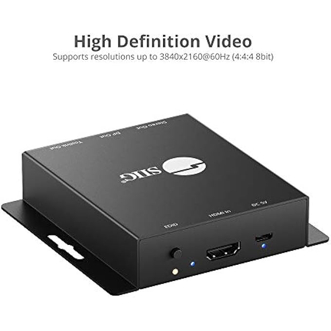 SIIG HDMI TO DISPLAYPORT CONVERTER ADAPTER, ONE-WAY HDMI 2.0 SOURCE TO DP 1.2 DISPLAY,4K60 & 1080P144HZ,HDCP 2.2,EDID,AUDIO EXTRACT TO TOSLINK/3.5MM,TAA COMPLIANT,ESD PROTECTION CE-H26A11-S1 - Image 3