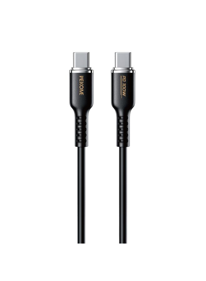 دبليو كيه WK WDC-11 100W USB-C/TYPE-C إلى كبل بيانات سيليكون USB-C/TYPE-C ، الطول: 1.2 متر (أسود) - Image 1