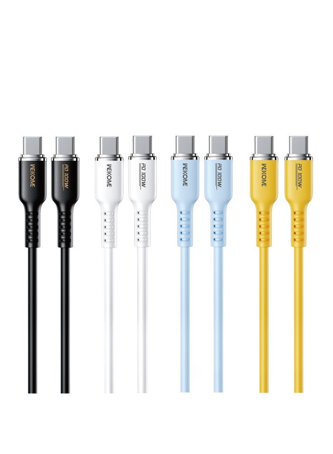دبليو كيه WK WDC-11 100W USB-C/TYPE-C إلى كبل بيانات سيليكون USB-C/TYPE-C ، الطول: 1.2 متر (أسود) - Image 2