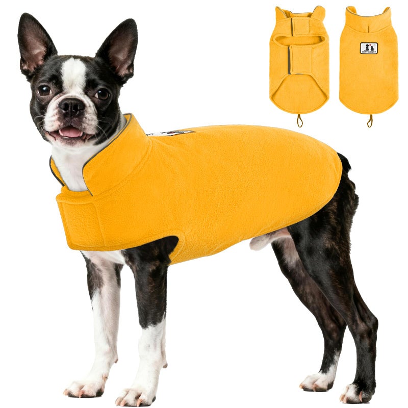 DENTRUN Reversible Dog Coat - Windproof Polar Fleece Vest with Reflective Neck Strips, Hook & Loop Closures, Sleeveless Cold Weather Jacket for Medium Large Dogs (L, Dogs Winter Outerwear) - Image 1