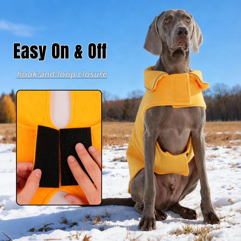 DENTRUN Reversible Dog Coat - Windproof Polar Fleece Vest with Reflective Neck Strips, Hook & Loop Closures, Sleeveless Cold Weather Jacket for Medium Large Dogs (L, Dogs Winter Outerwear) - Image 5