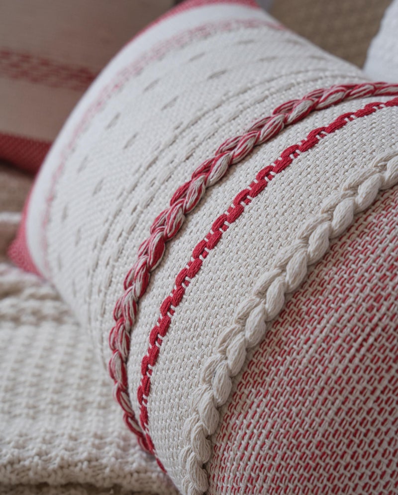 Cethom Christmas Lumbar Pillow Covers 14x36 Inch Long, Red Textured Boho Christmas Decoration Pillow Cases for Farmhouse Home Decor, Accent Cushion Cover for Sofa, Bed, Living Room, Bedroom, Pack of 1 - Image 2